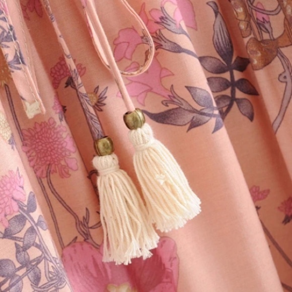 SOLD OUT Boho Gypsy Floral Long Sleeve Ruffle Mini Dress - Picture 9 of 9